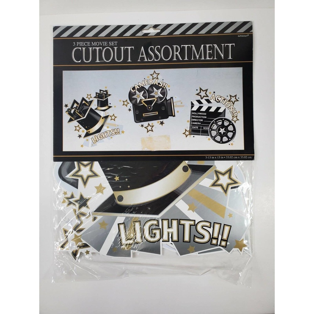 3 Piece movie set cutout assortment amscan 3-13 in x 13 in